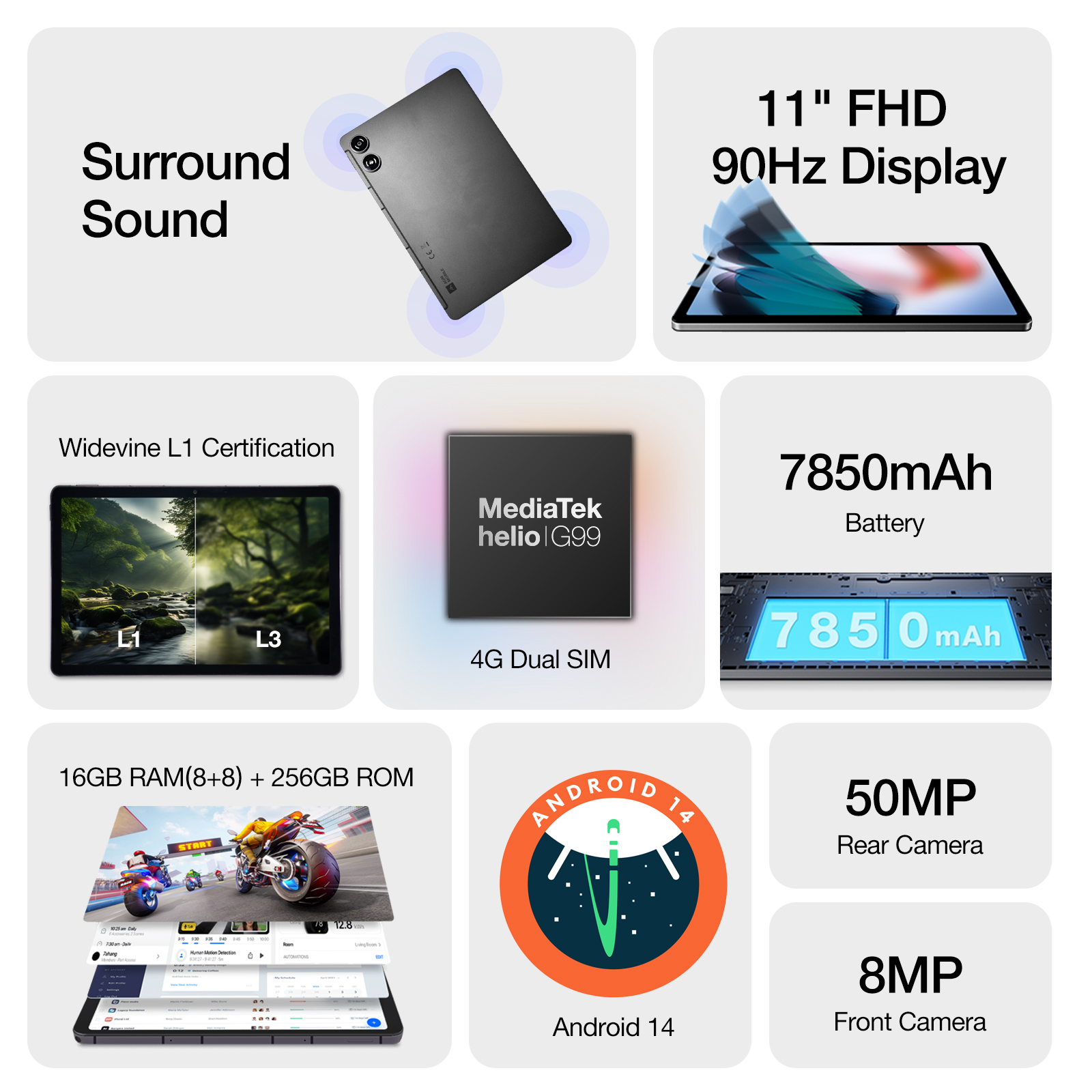 AGM PAD P2 | 4G LTE | Light & Thin | Widevine L1 | Powerful Chipset | Android 14